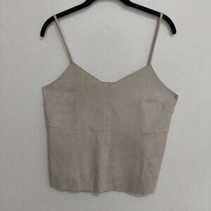Naked Zebra‎ Faux Suede Beige Camisole Tank Top Beige Soft Pencil Straps Size S